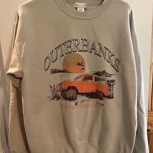 Altar'd State Outer Banks Graphic Sweatshirt- Cream and Orange